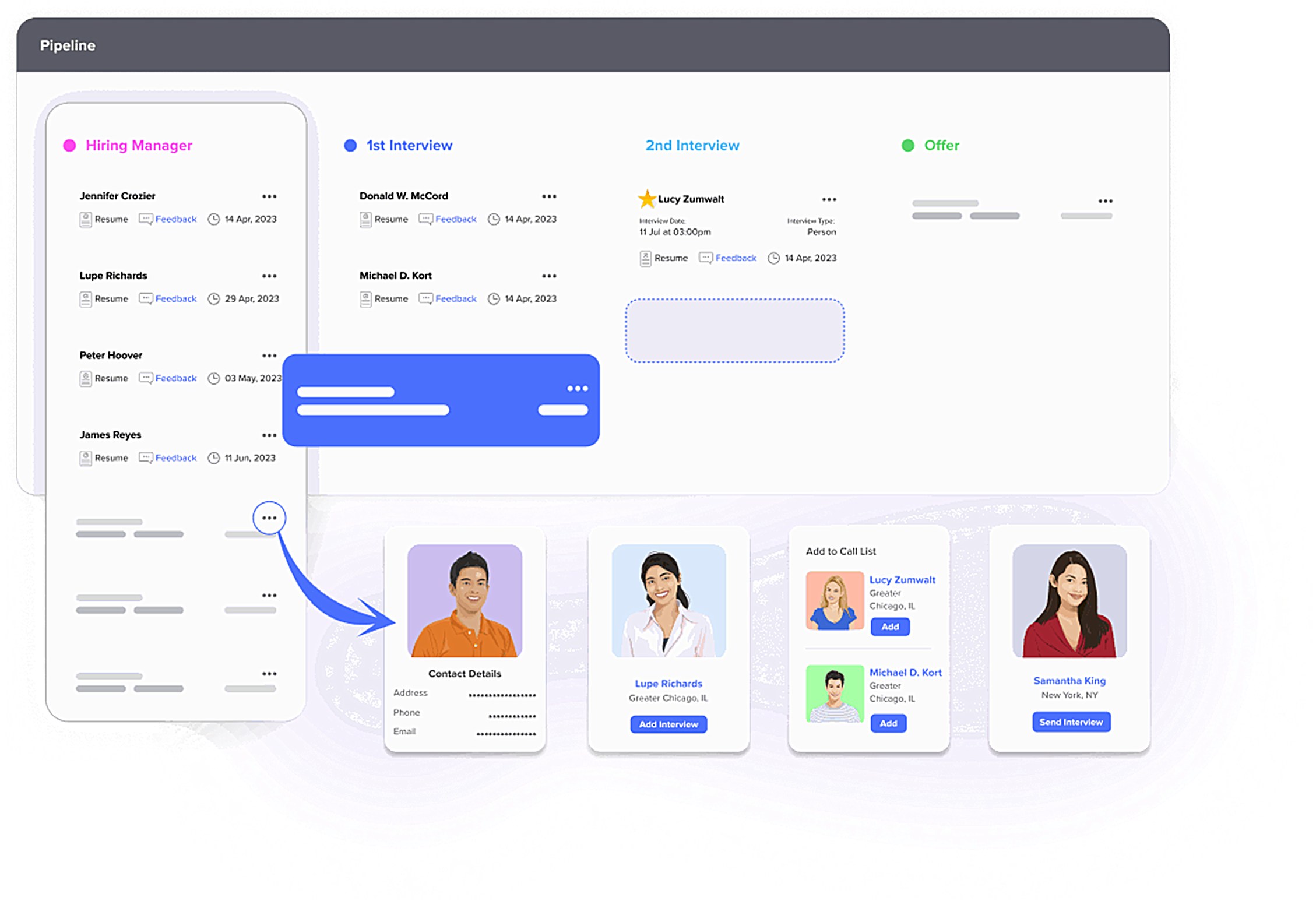 RecruiterPM kanban pipeline board, real product screenshot
