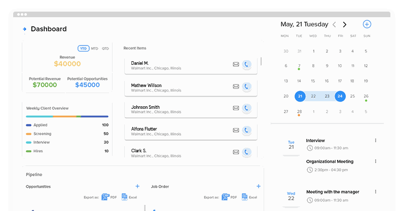 RecruiterPM opportunity tracking dashboard (Agency edition)